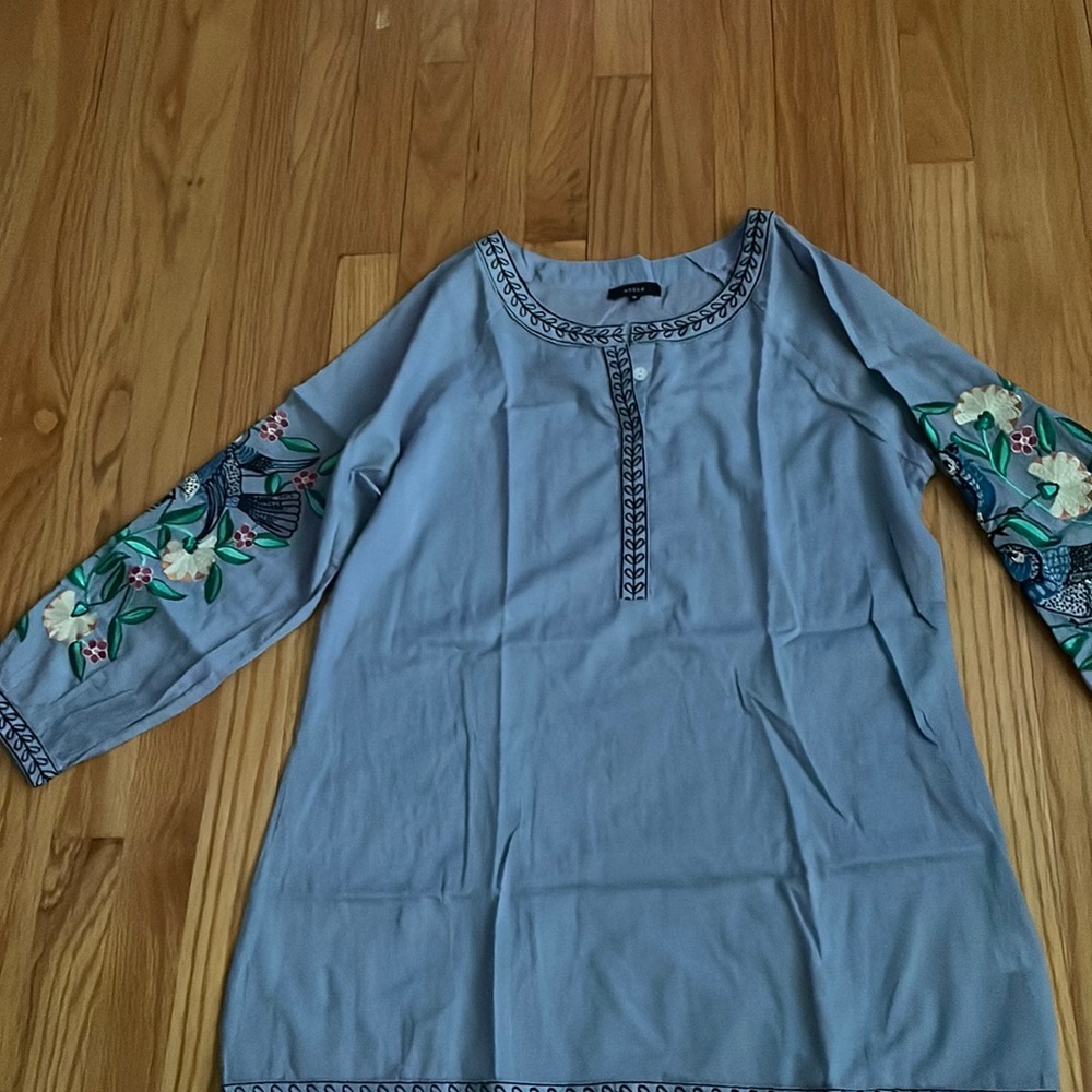 Azulu embroidered blouse top 3/4 sleeve M B8